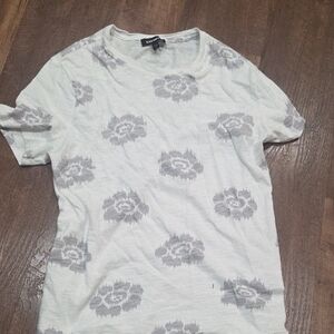 Express White Tee with Gray Floral Design
